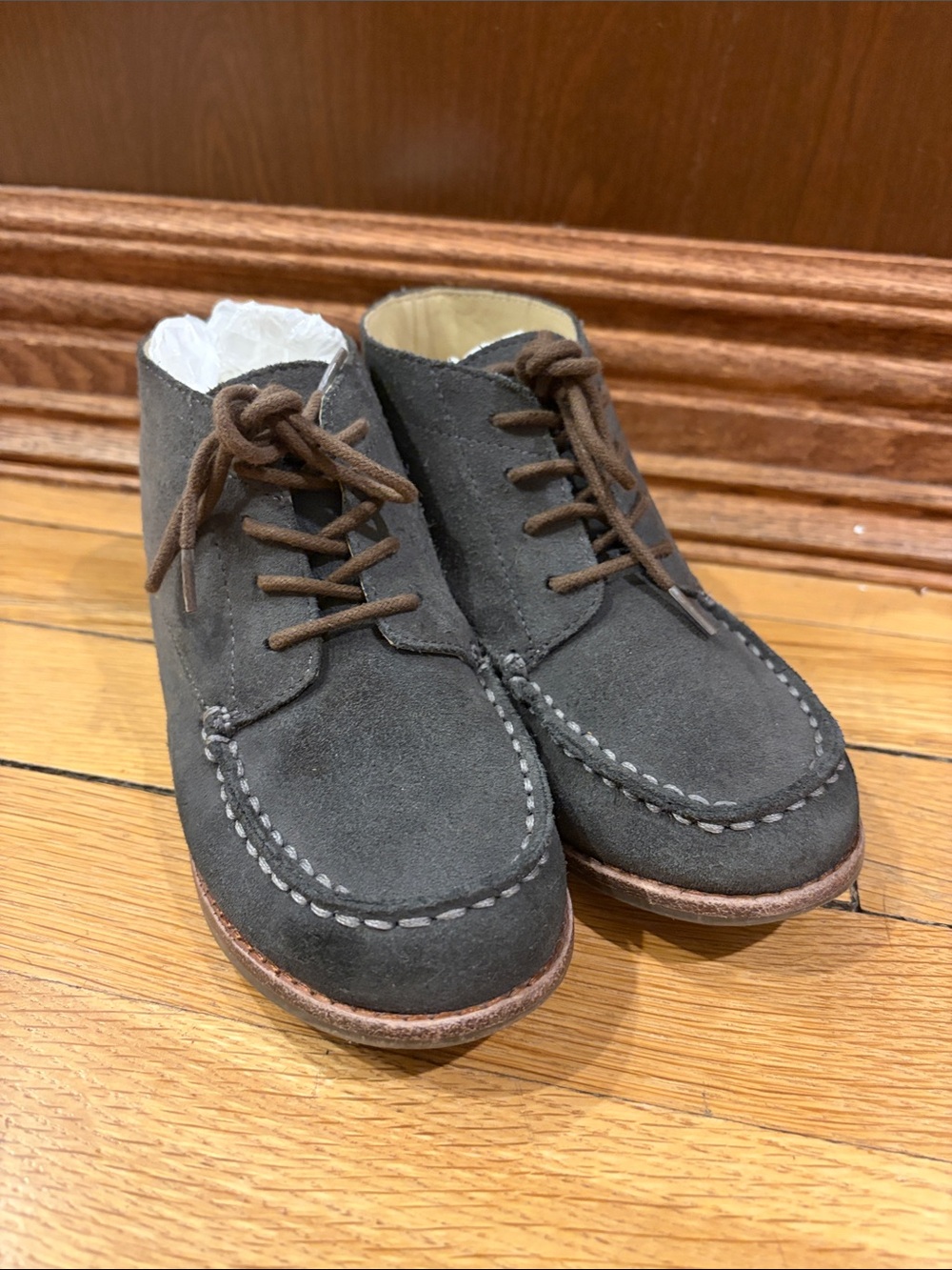 Janie and Jack Dark Gray Suede Lace-Up Kids Boots